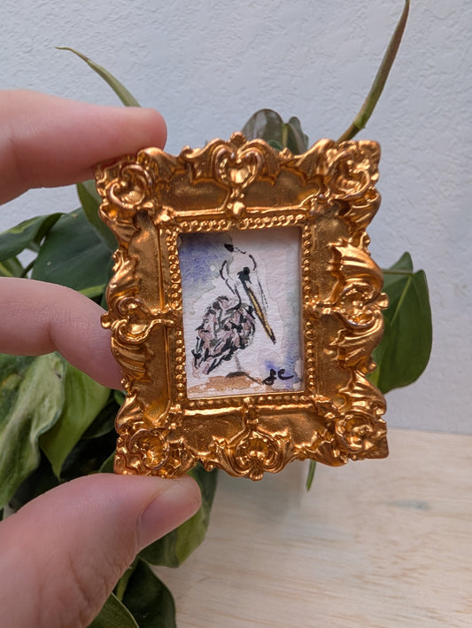 Mini Pelican Painting - Original Watercolor Art by Lora Cavallin