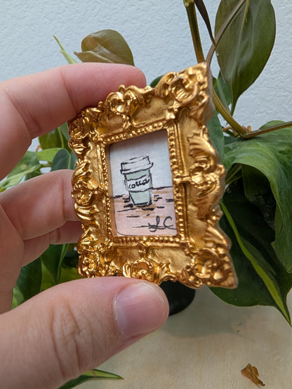 Mini Coffee Painting - Original Watercolor Art by Lora Cavallin