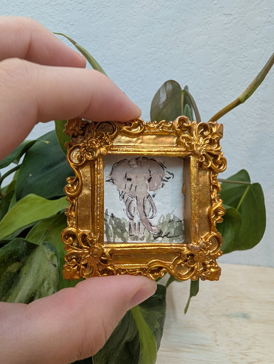 Mini Elephant Painting - Original Watercolor Art by Lora Cavallin