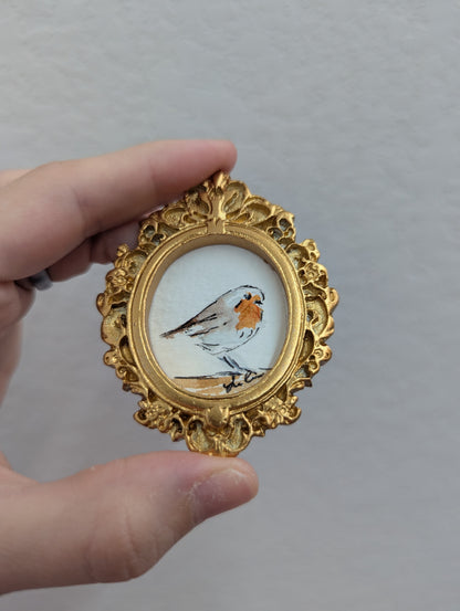 Mini Robin Painting - Tiny Original Watercolor Art