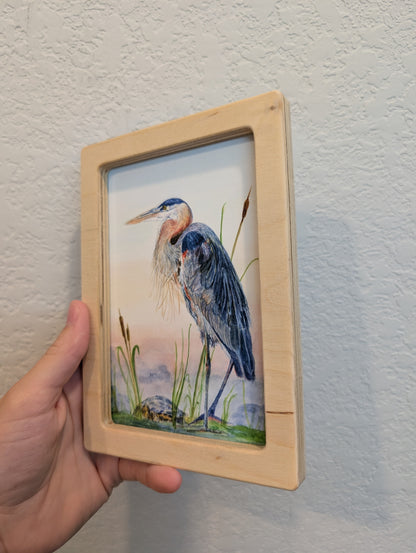 Blue Heron with Turtle Art Print - Solidframe Art by Lora Cavallin