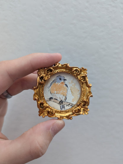 Mini Bluebird Painting - Tiny Original Watercolor Art