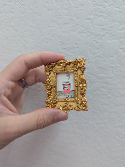 Mini Coffee Painting - Tiny Original Watercolor Art