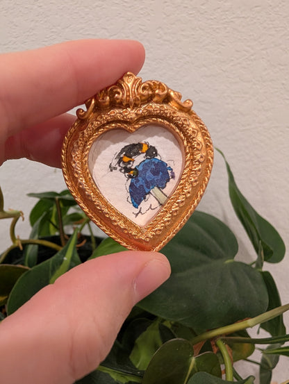 Mini Bee on Flower Painting - Original Watercolor Art by Lora Cavallin