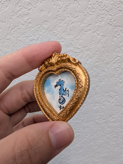 Mini Seahorse Painting - Original Watercolor Art by Lora Cavallin