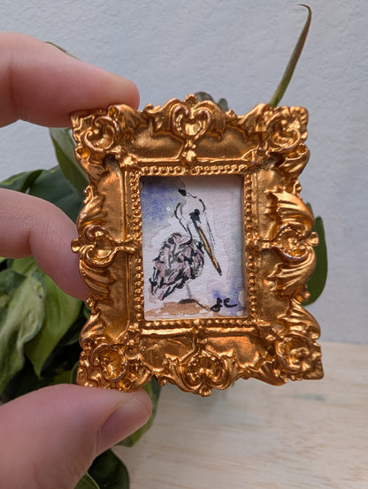 Mini Pelican Painting - Original Watercolor Art by Lora Cavallin