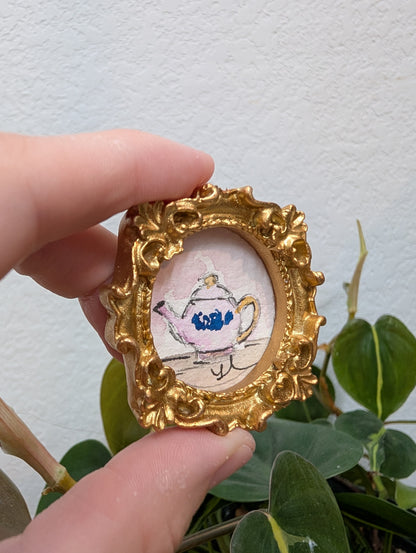 Mini Teapot Painting - Original Watercolor Art by Lora Cavallin