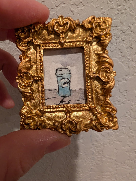 Mini Coffee Painting - Original Watercolor Art by Lora Cavallin