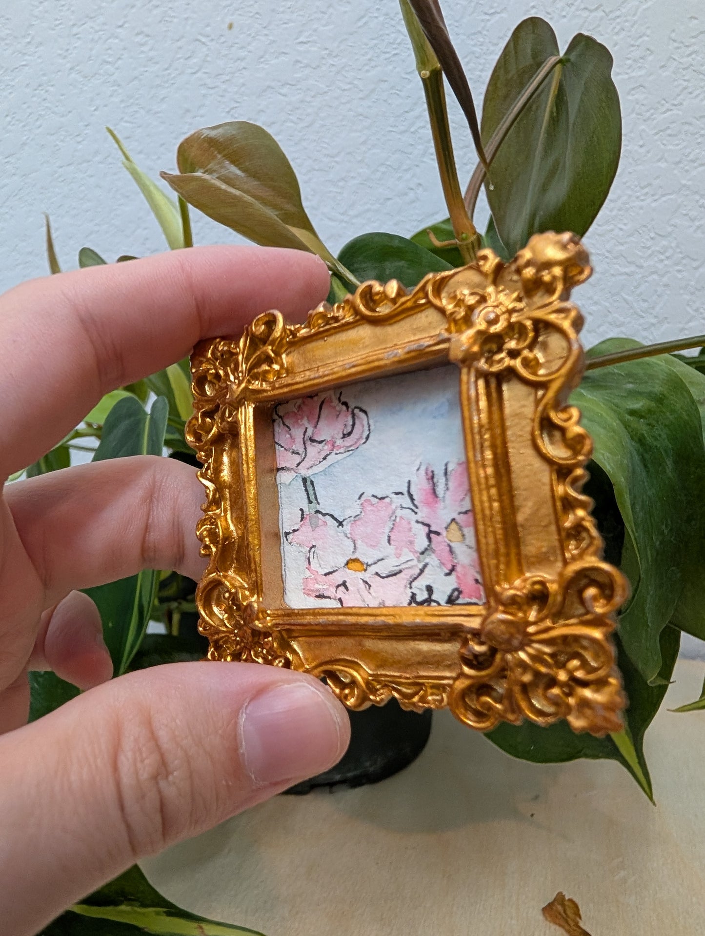 Mini Floral Painting - Original Watercolor Art by Lora Cavallin