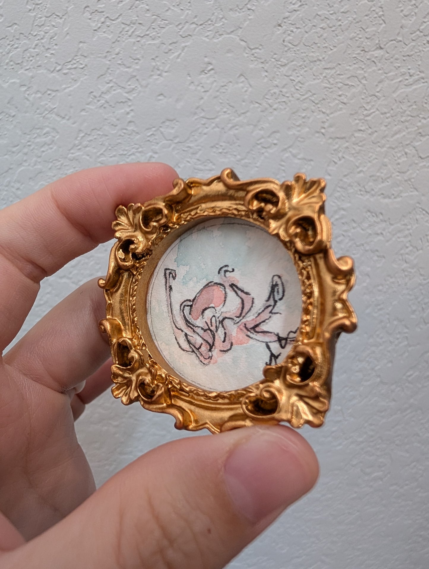 Mini Octopus Painting - Tiny Original Watercolor Art by Lora Cavallin