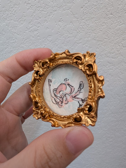 Mini Octopus Painting - Tiny Original Watercolor Art by Lora Cavallin