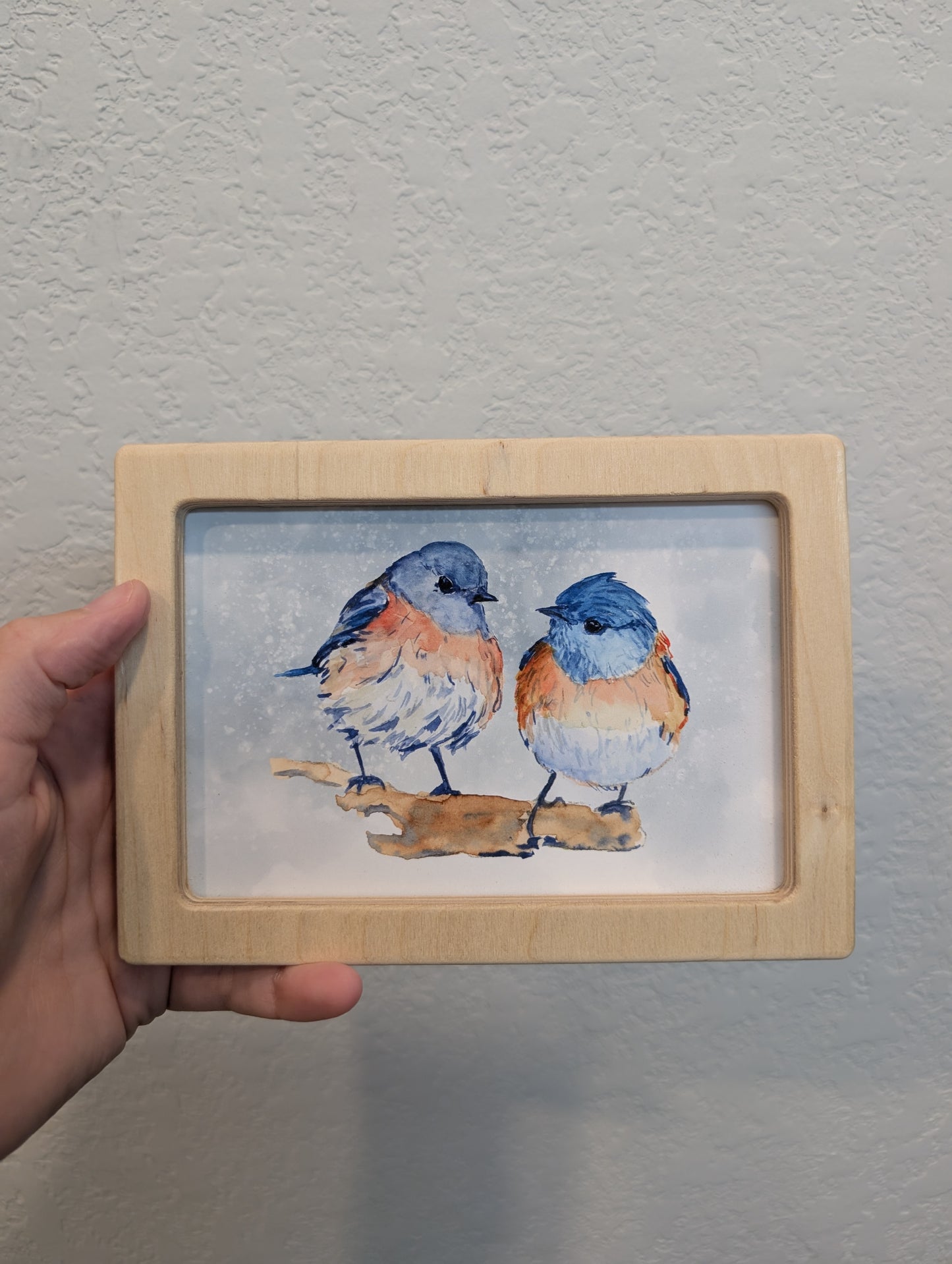 Bluebirds in Love Art Print - Solidframe Art by Lora Cavallin