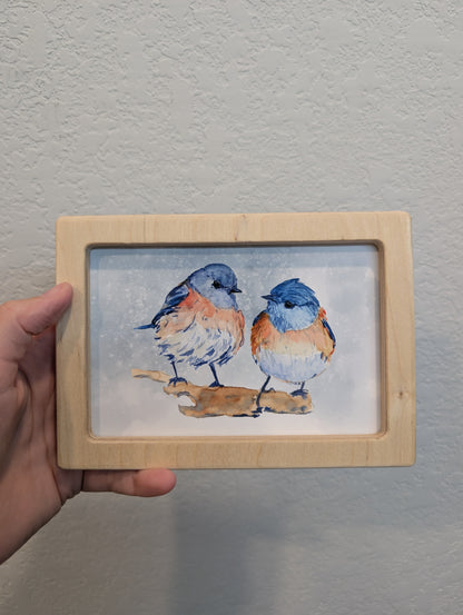 Bluebirds in Love Art Print - Solidframe Art by Lora Cavallin