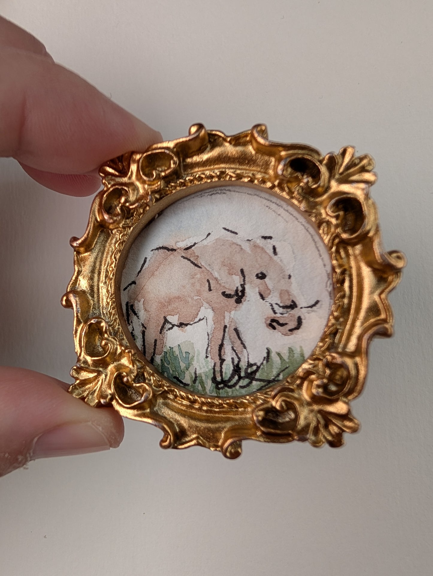 Mini Elephant Painting - Original Watercolor Art by Lora Cavallin