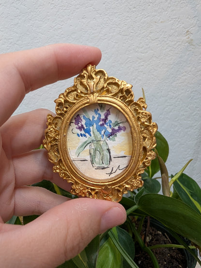 Mini Floral Painting - Original Watercolor Art by Lora Cavallin