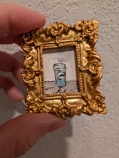 Mini Coffee Painting - Original Watercolor Art by Lora Cavallin