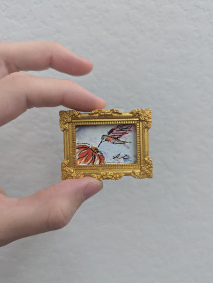 Mini Hummingbird Painting - Tiny Original Watercolor Art