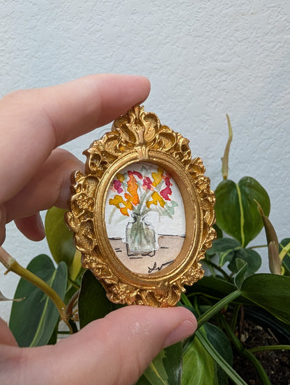 Mini Vase of Flowers Painting - Original Watercolor Art by Lora Cavallin