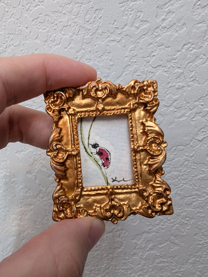Mini Ladybug Painting - Original Watercolor Art by Lora Cavallin