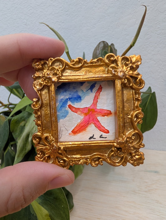 Mini Starfish Painting - Original Watercolor Art by Lora Cavallin