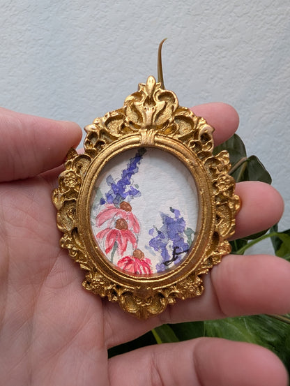 Mini Wildflower Painting - Original Watercolor Art by Lora Cavallin