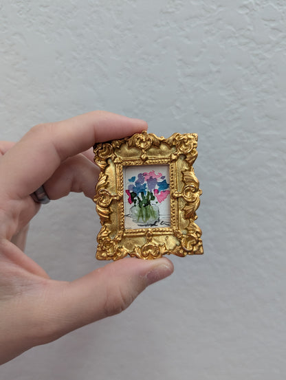 Mini Floral Painting - Tiny Original Watercolor Art