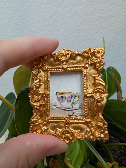 Mini Teacup Painting - Original Watercolor Art by Lora Cavallin
