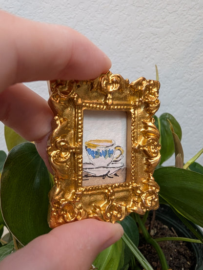 Mini Teacup Painting - Original Watercolor Art by Lora Cavallin