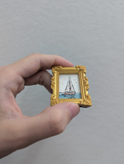 Mini Sailboat Painting - Tiny Original Watercolor Art