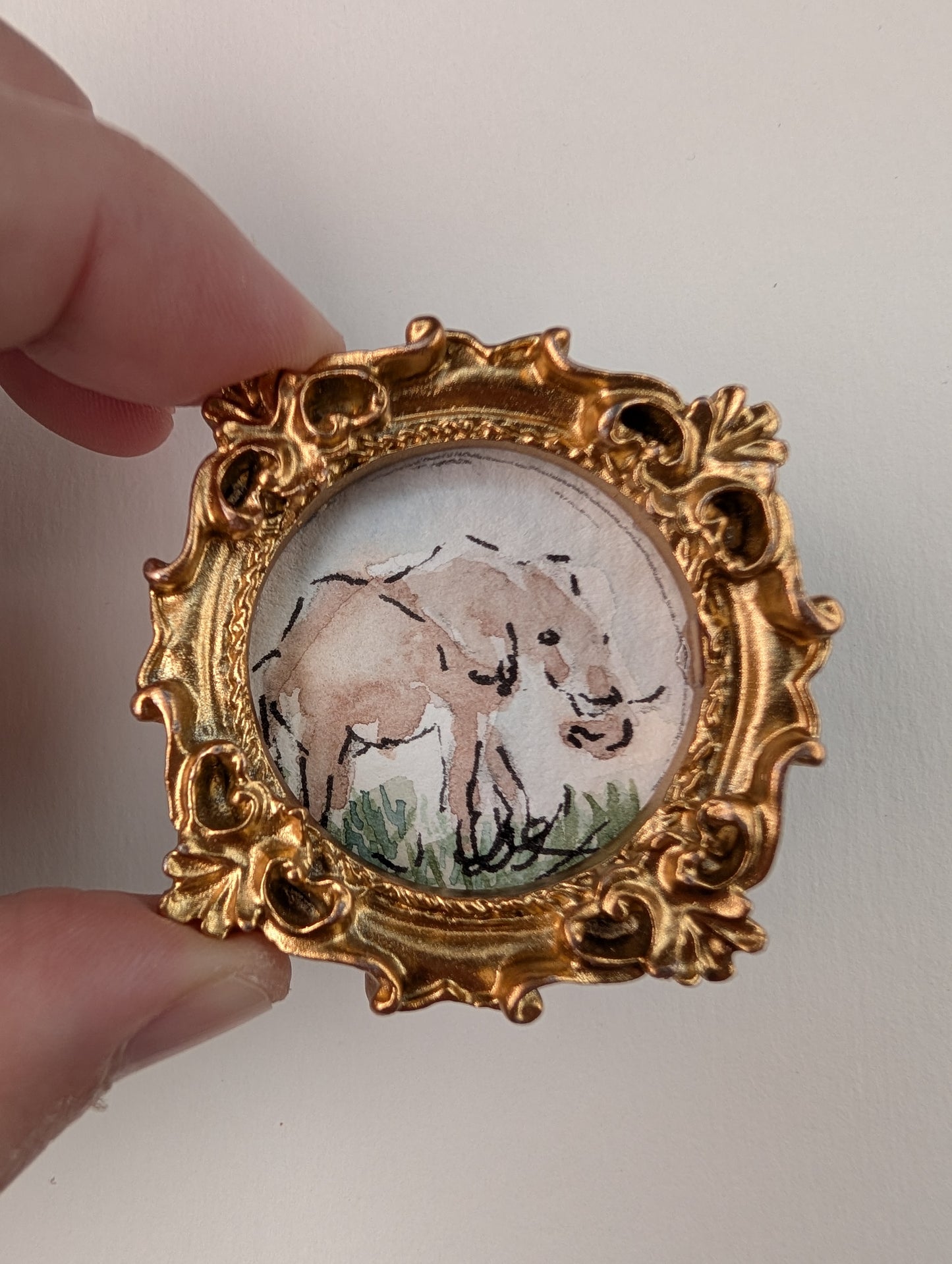 Mini Elephant Painting - Original Watercolor Art by Lora Cavallin