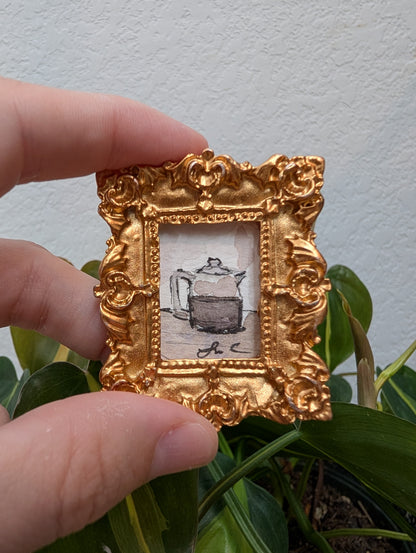 Mini Coffee Carafe Painting - Original Watercolor Art by Lora Cavallin