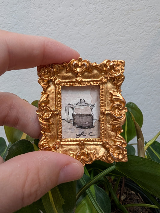 Mini Coffee Carafe Painting - Original Watercolor Art by Lora Cavallin