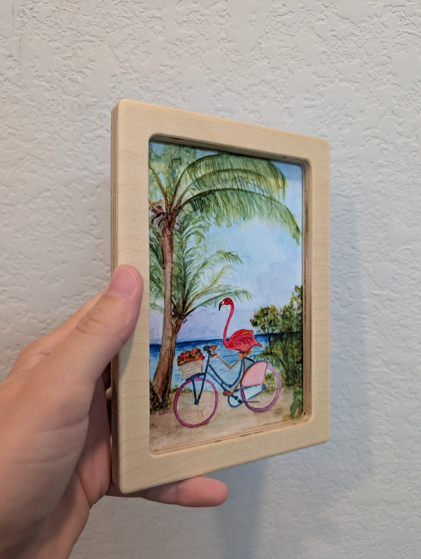 Flamingo on Bike Art Print - Solidframe Art by Lora Cavallin
