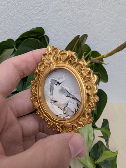 Mini Tufted Titmouse Bird Painting - Original Watercolor Art by Lora Cavallin