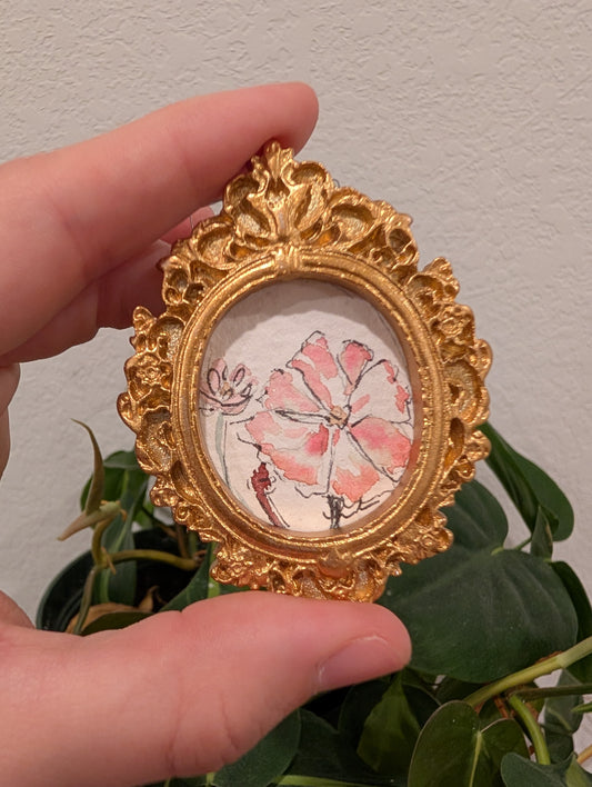 Mini Floral Painting - Original Watercolor Art by Lora Cavallin