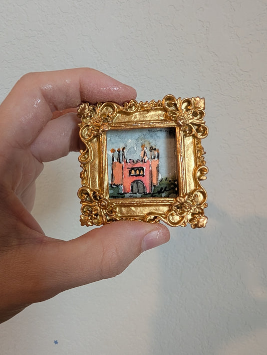 Mini Castle Painting - Original Watercolor Art by Lora Cavallin