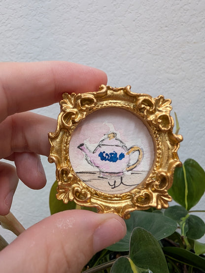 Mini Teapot Painting - Original Watercolor Art by Lora Cavallin