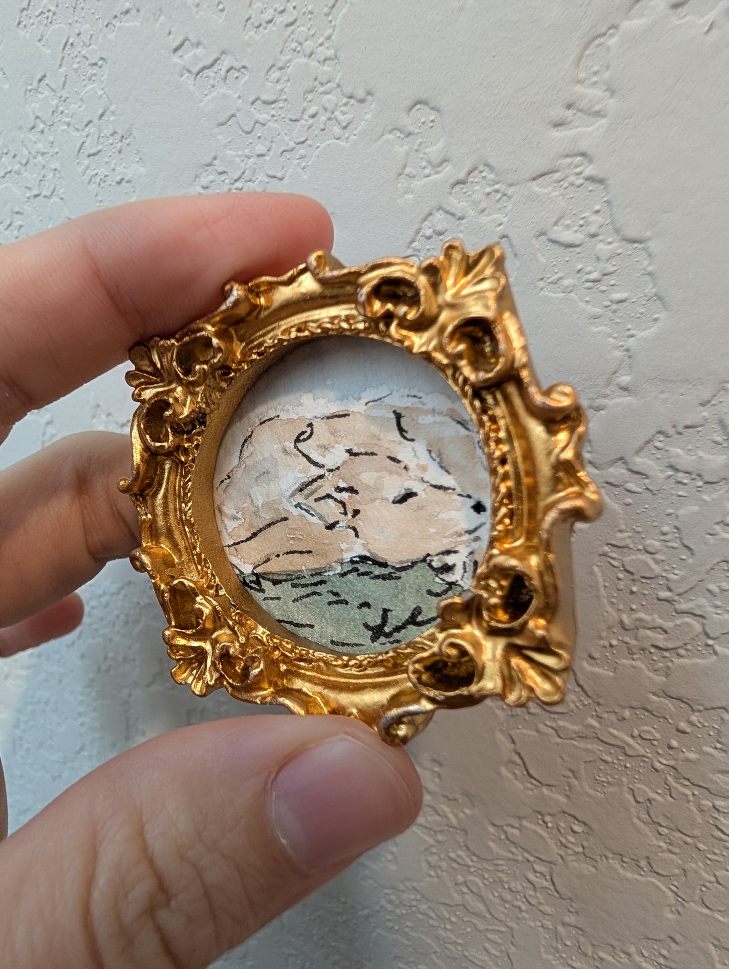 Mini Baby Cow Painting - Original Watercolor Art by Lora Cavallin