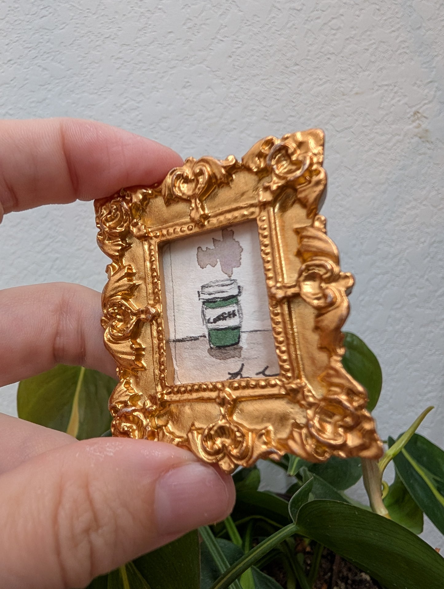 Mini Coffee Cup Painting - Original Watercolor Art by Lora Cavallin