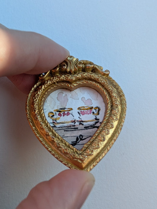 Mini Teacup Painting - Original Watercolor Art by Lora Cavallin