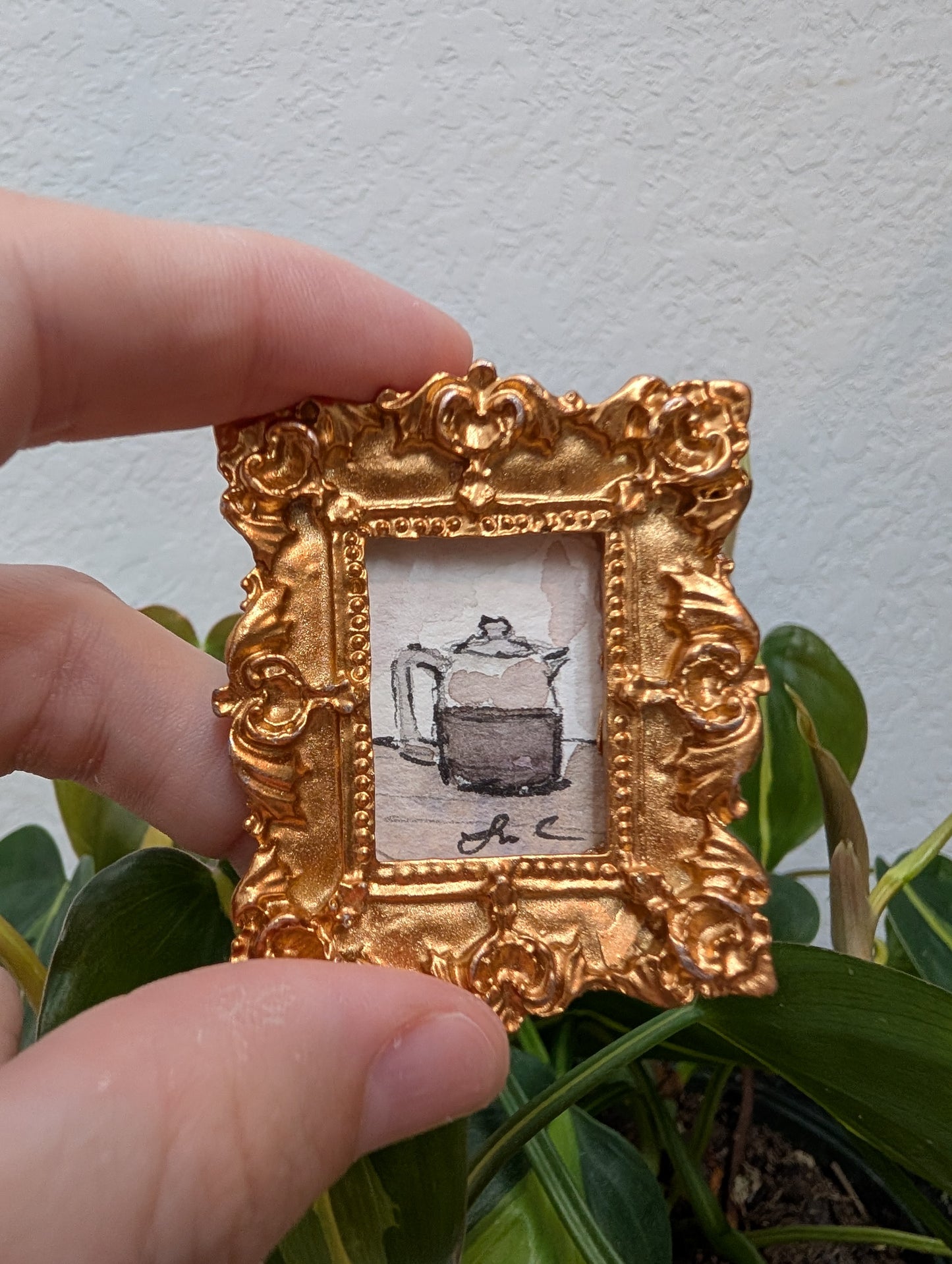 Mini Coffee Carafe Painting - Original Watercolor Art by Lora Cavallin