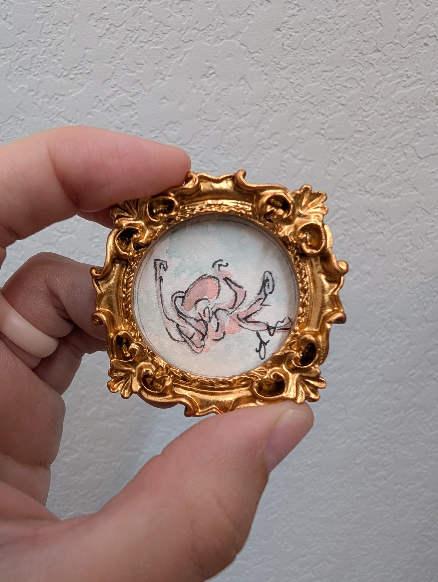 Mini Octopus Painting - Tiny Original Watercolor Art by Lora Cavallin