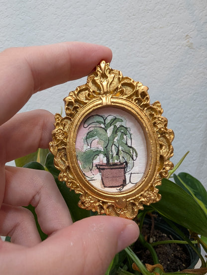 Mini Potted Plant Painting - Original Watercolor Art by Lora Cavallin