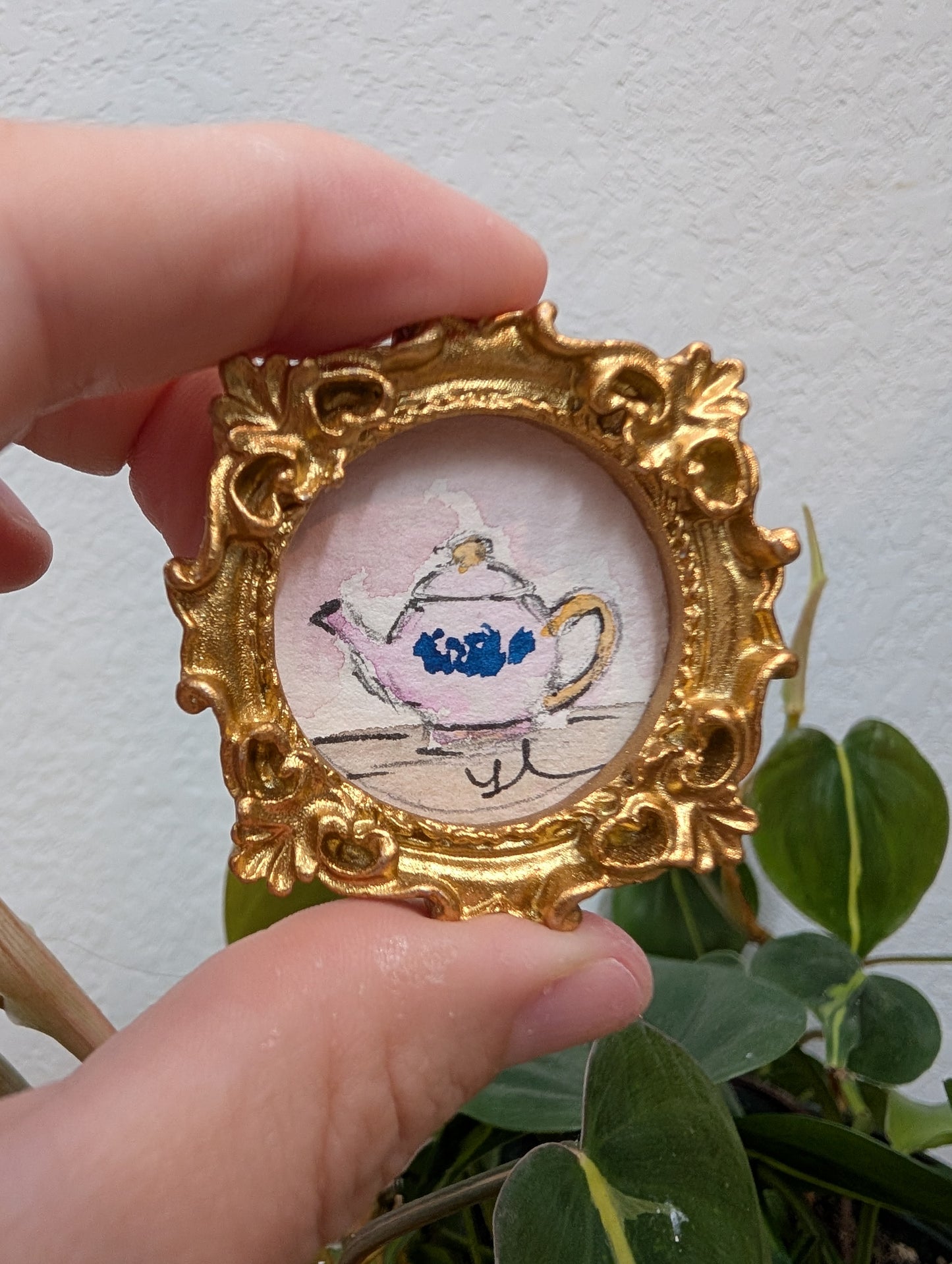 Mini Teapot Painting - Original Watercolor Art by Lora Cavallin