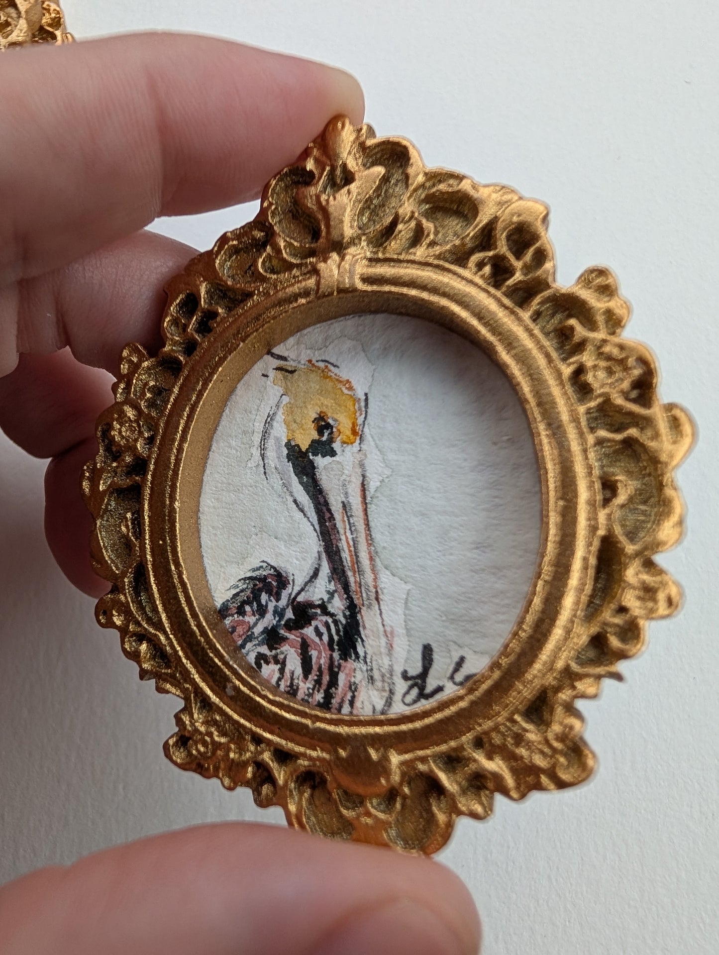 Mini Pelican Painting - Original Watercolor Art by Lora Cavallin