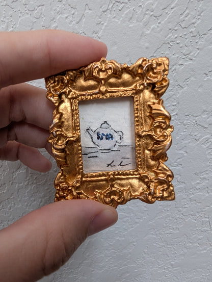 Mini Teapot Painting - Original Watercolor Art by Lora Cavallin