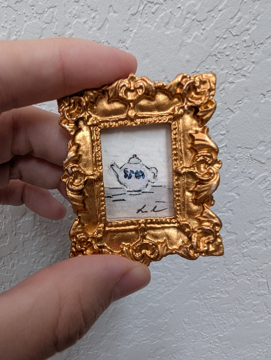 Mini Teapot Painting - Original Watercolor Art by Lora Cavallin