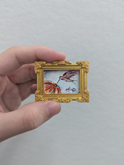 Mini Hummingbird Painting - Tiny Original Watercolor Art