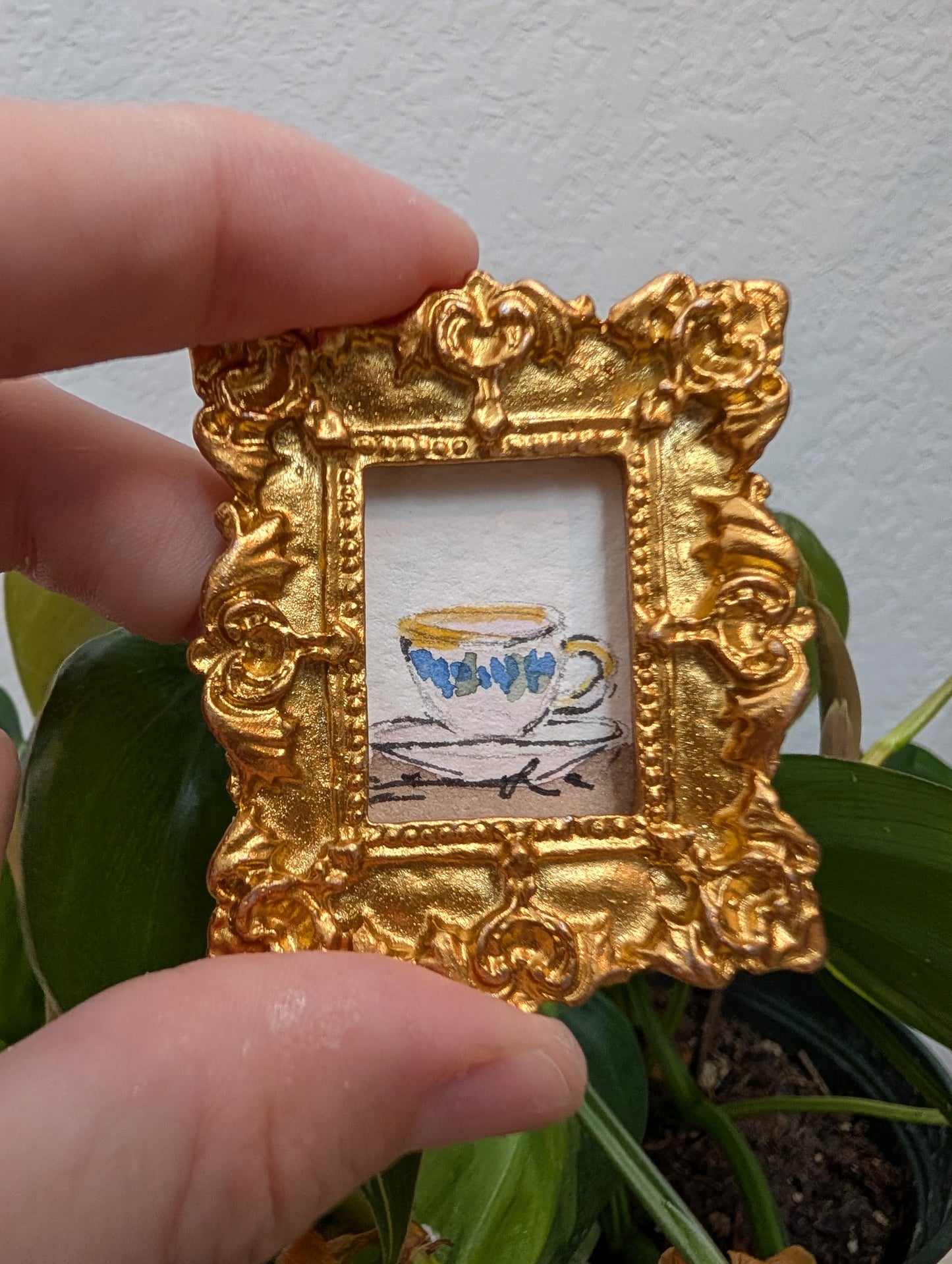 Mini Teacup Painting - Original Watercolor Art by Lora Cavallin