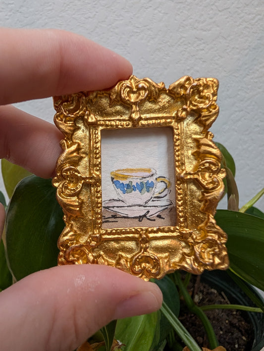 Mini Teacup Painting - Original Watercolor Art by Lora Cavallin